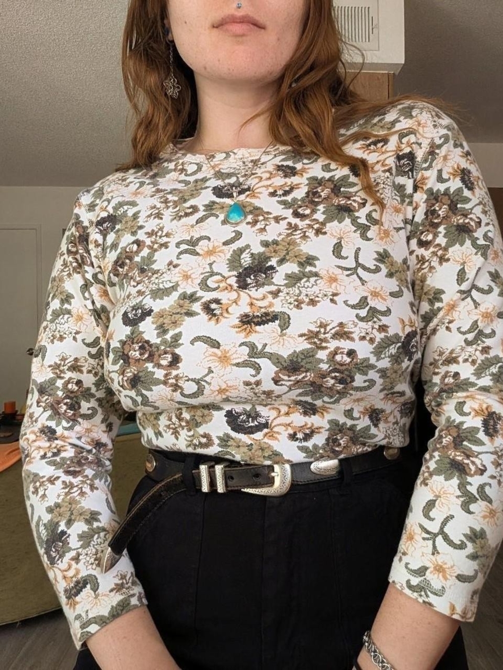 Floral Print Long-Sleeve Top